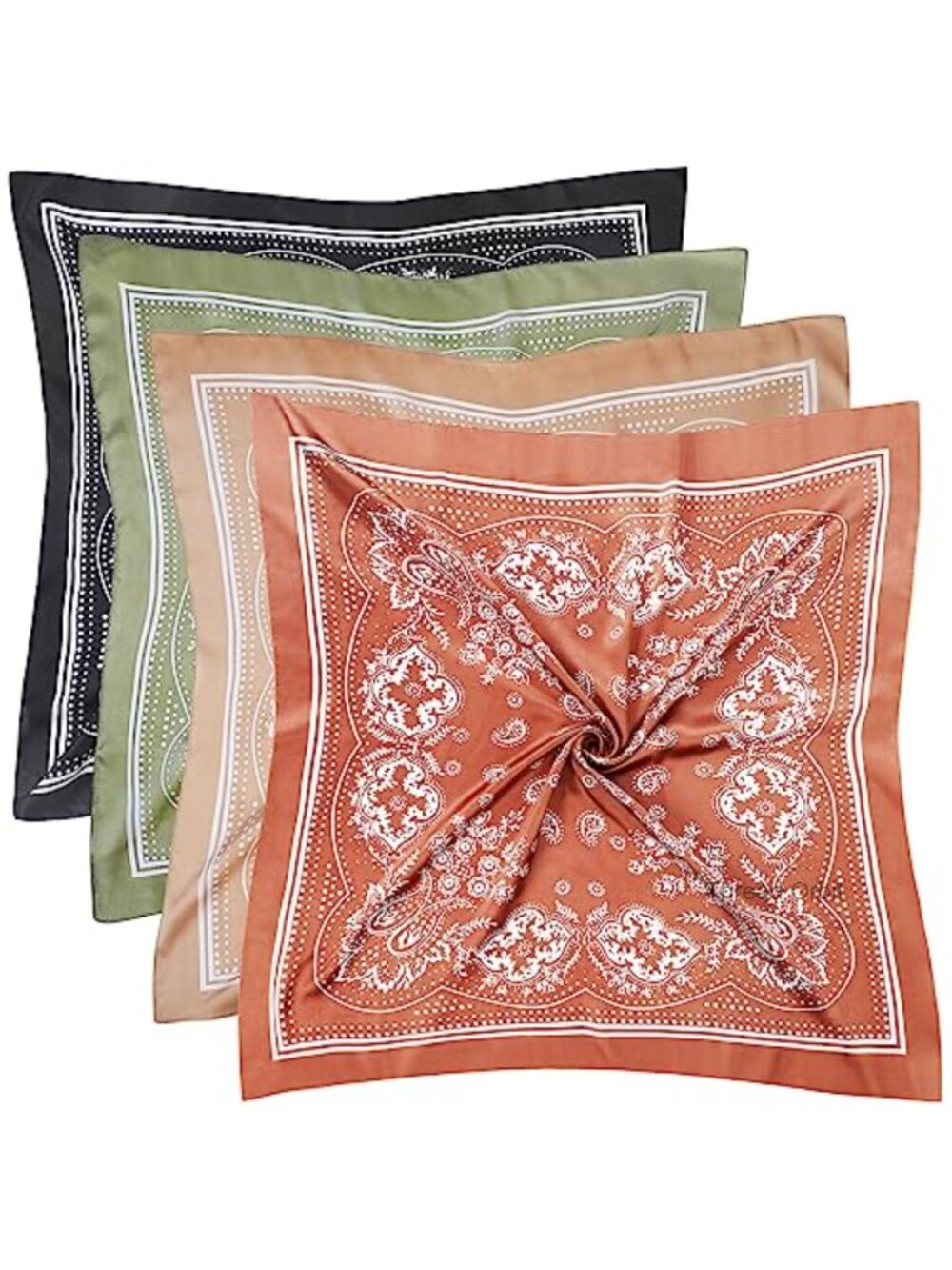 4 Pcs Satin Silk Large Square Scarves 27.5in Bandanas Head Neck Wrap